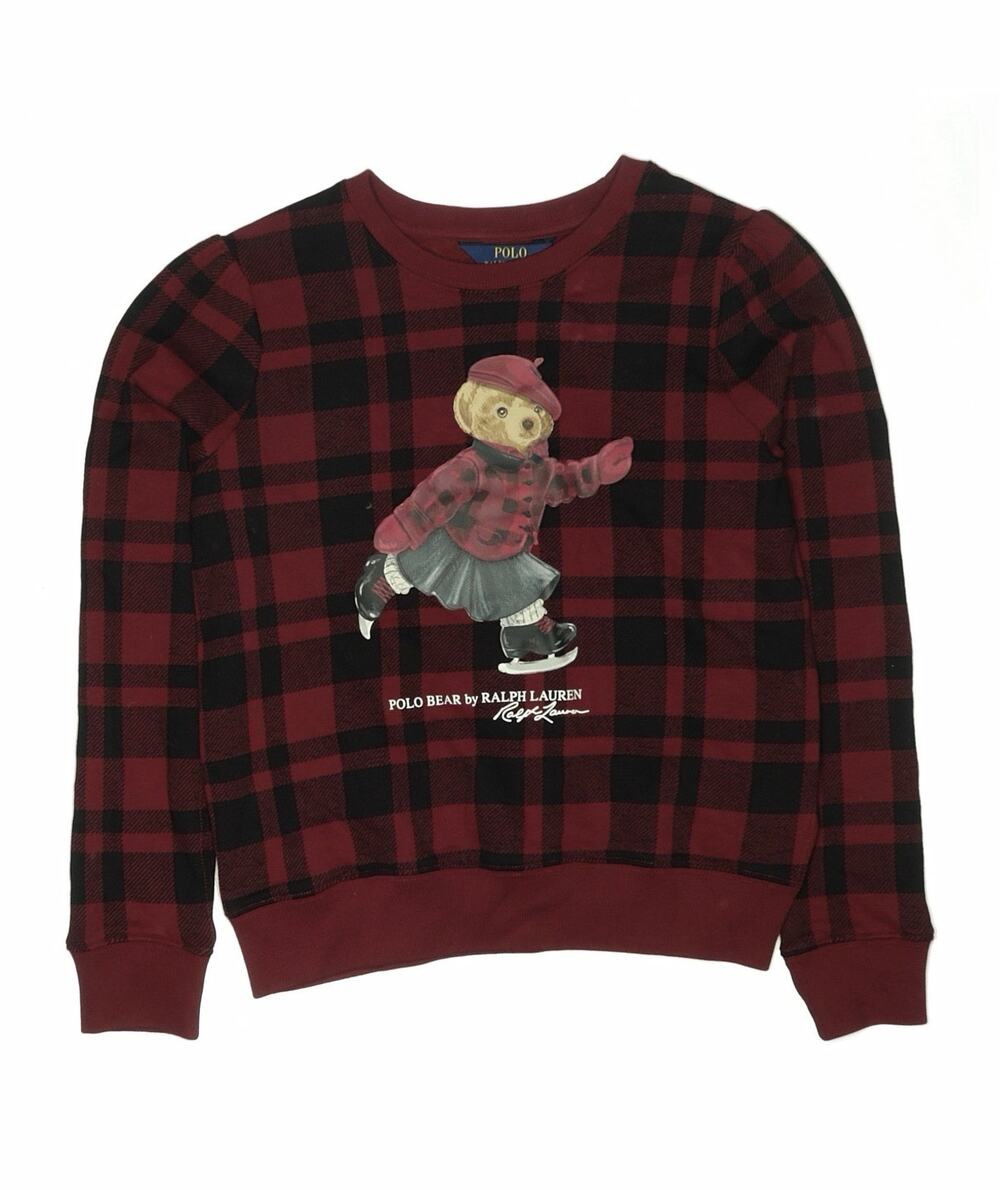 Polo Ralph Lauren Kids' Plaid Polo Bear Fleece Sweatshirt Red Large